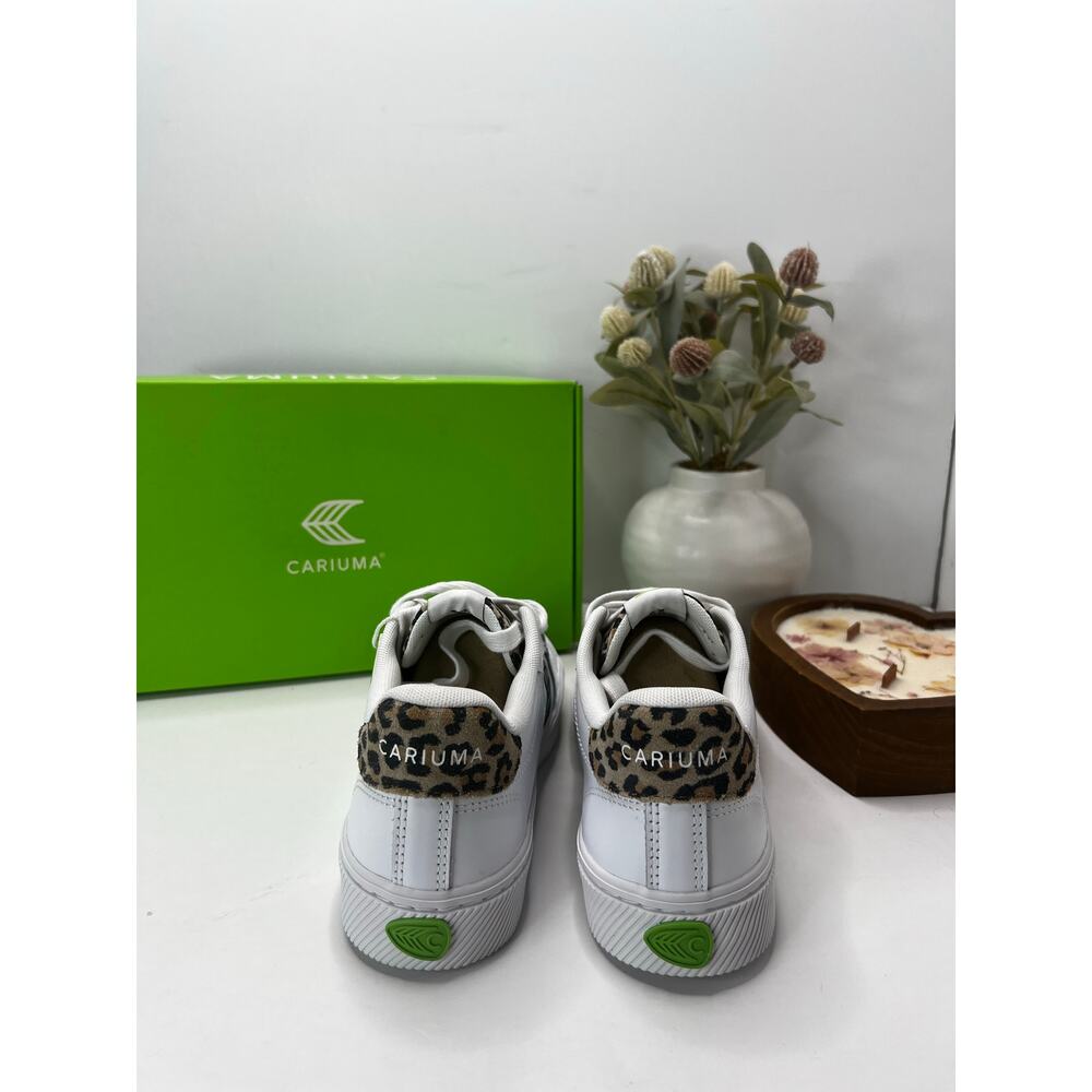 Cariuma Salvas Casual Leather Sneaker White/Leopard Print Heel Women's 8.5 NWB - Picture 4 of 10